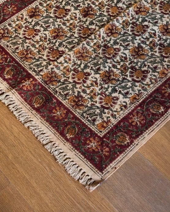 Kalamkari Dhurrie from Warangal (5 x 3 ft) – (NWKD1153)