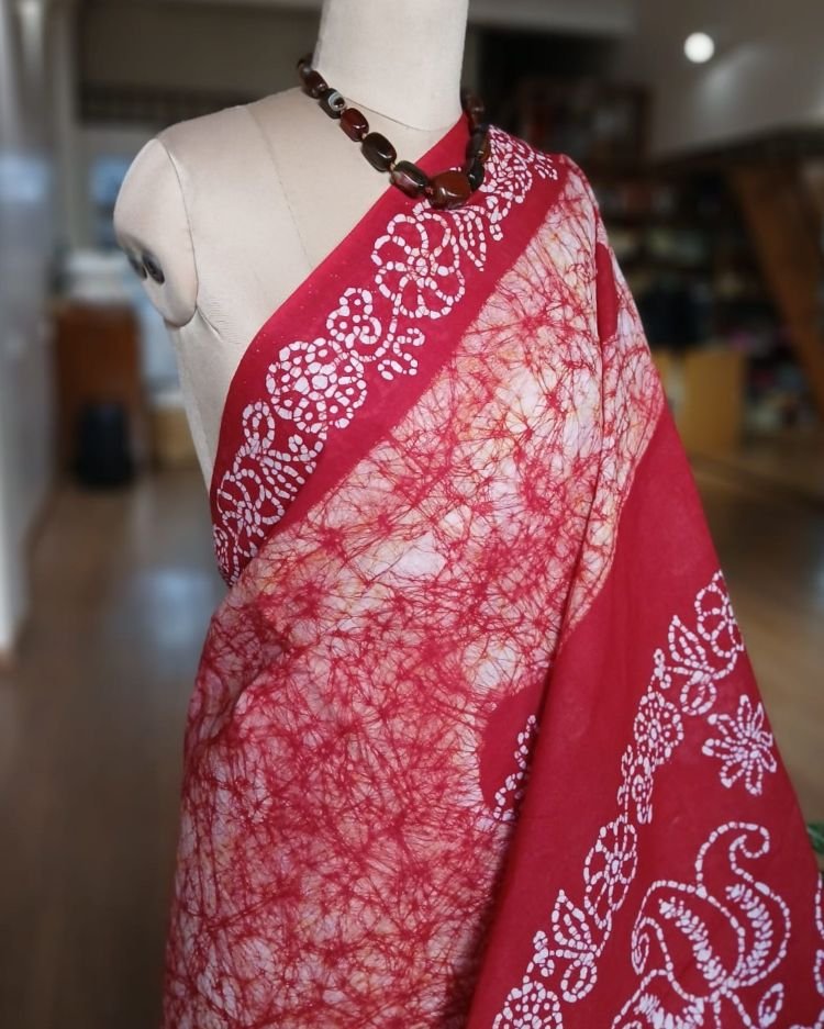 No-Zari Batik Saree from Madurai - (NZBS0019) - Image 2