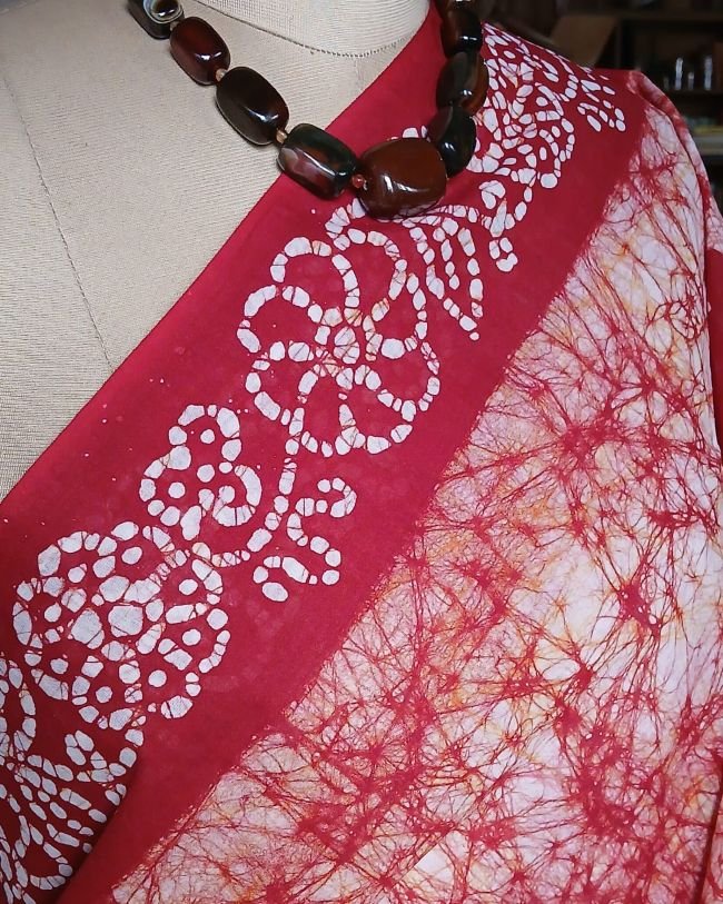 No-Zari Batik Saree from Madurai - (NZBS0019) - Image 3