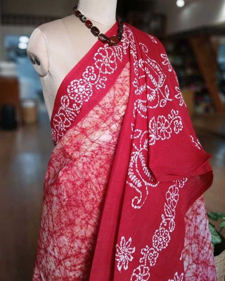 No-Zari Batik Saree from Madurai - (NZBS0019) - Image 4