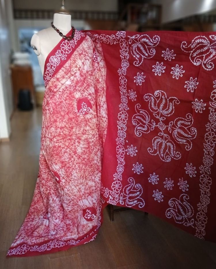 No-Zari Batik Saree from Madurai - (NZBS0019) - Image 6