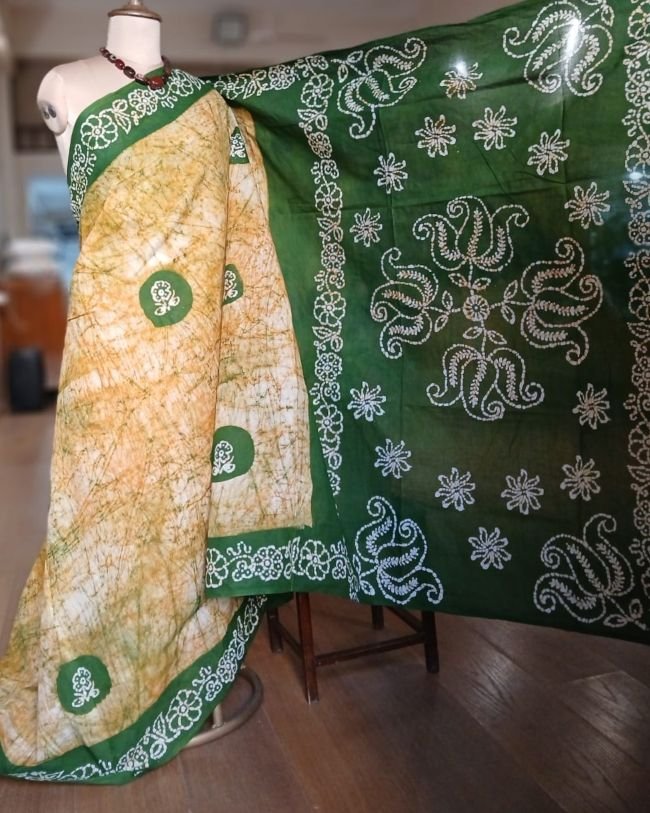 No-Zari Batik Saree from Madurai - (NZBS0018) - Image 4