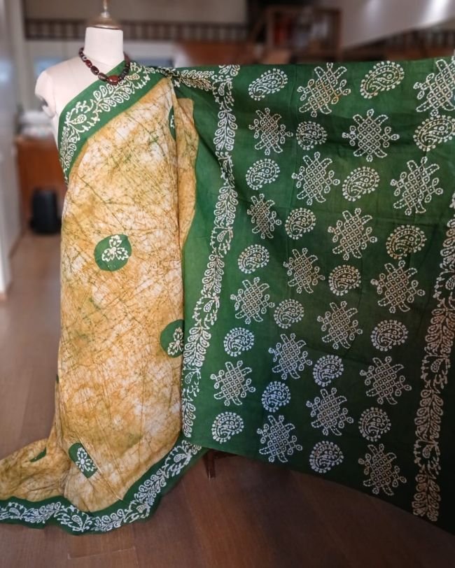 No-Zari Batik Saree from Madurai - (NZBS0014) - Image 4