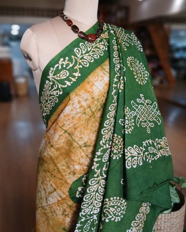 No-Zari Batik Saree from Madurai - (NZBS0014) - Image 6
