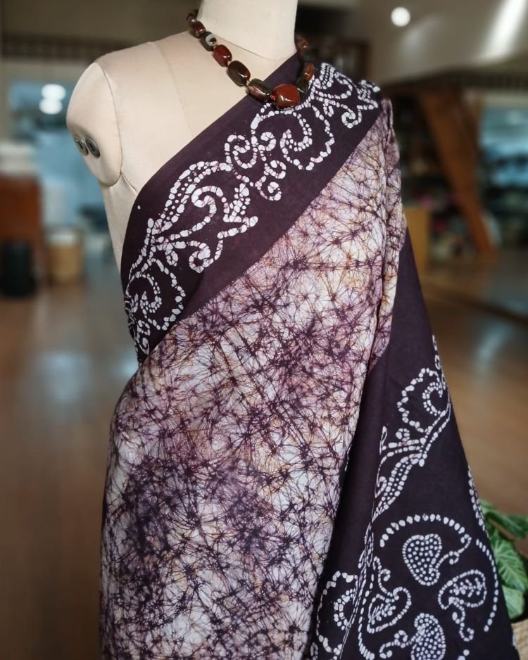 No-Zari Batik Saree from Madurai - (NZBS0016) - Image 2