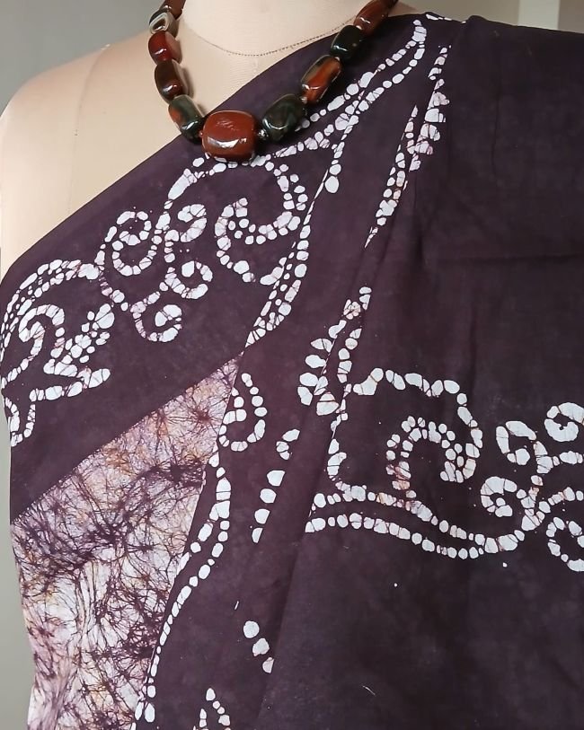 No-Zari Batik Saree from Madurai - (NZBS0016) - Image 5