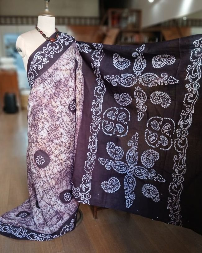 No-Zari Batik Saree from Madurai - (NZBS0016) - Image 6