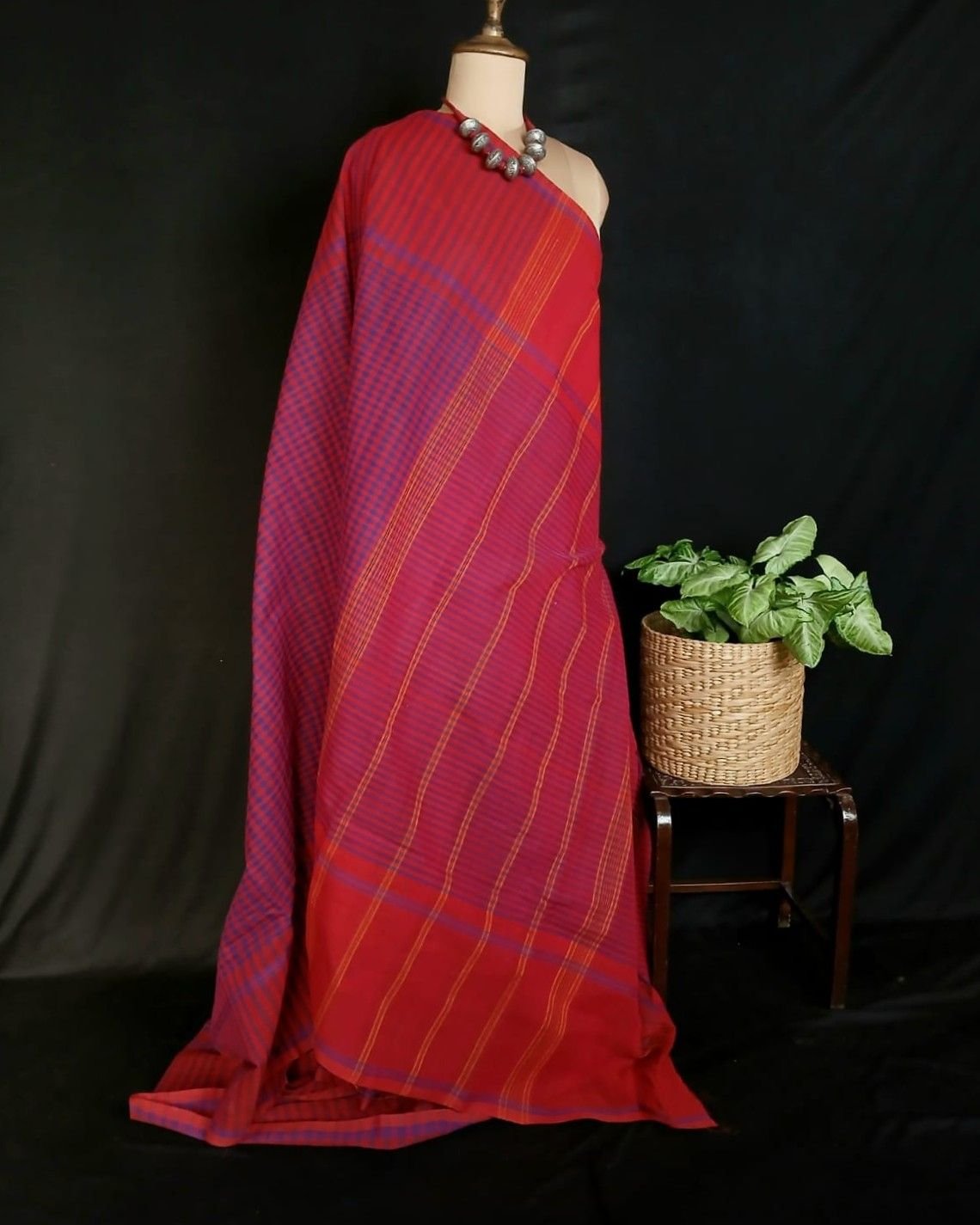 Classic Handwoven 40-count Kandangi from Chettinad - (CHKS0016) - Image 7