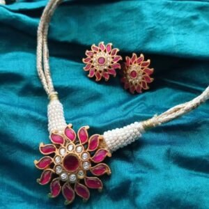 Kundan Jewellery Set in 92.5 Silver with Gold Plating - (KJSS0001)