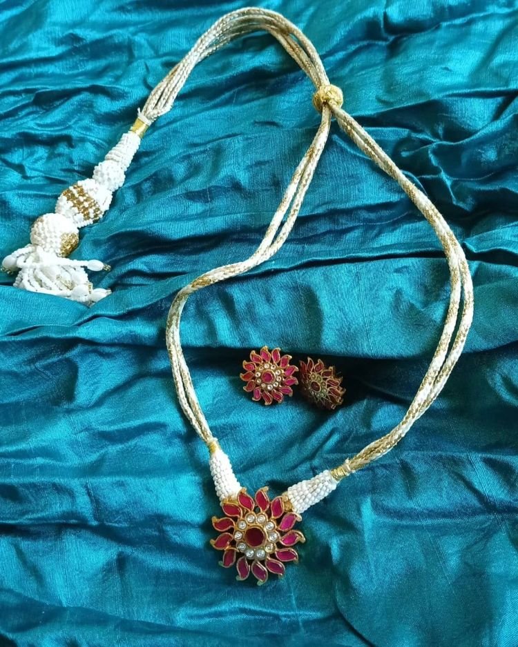 Kundan Jewellery Set in 92.5 Silver with Gold Plating - (KJSS0001) - Image 2