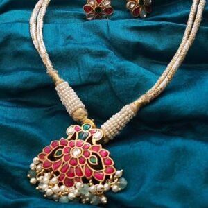 Kundan Jewellery Set in 92.5 Silver with Gold Plating - (KJSS0003)