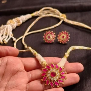 Kundan Jewellery Set in 92.5 Silver with Gold Plating - (KJSS0001)