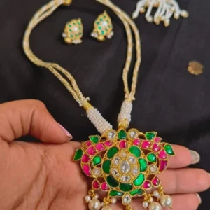 Kundan Jewellery Set in 92.5 Silver with Gold Plating - (KJSS0002)