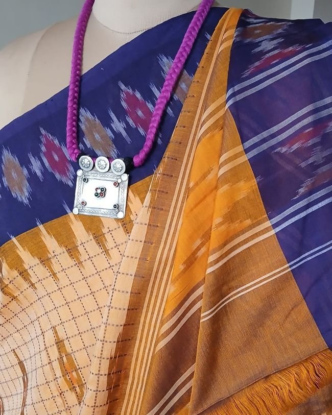 Muthyampet Single Ikat Cotton Saree - (MSIS0011) - Image 7