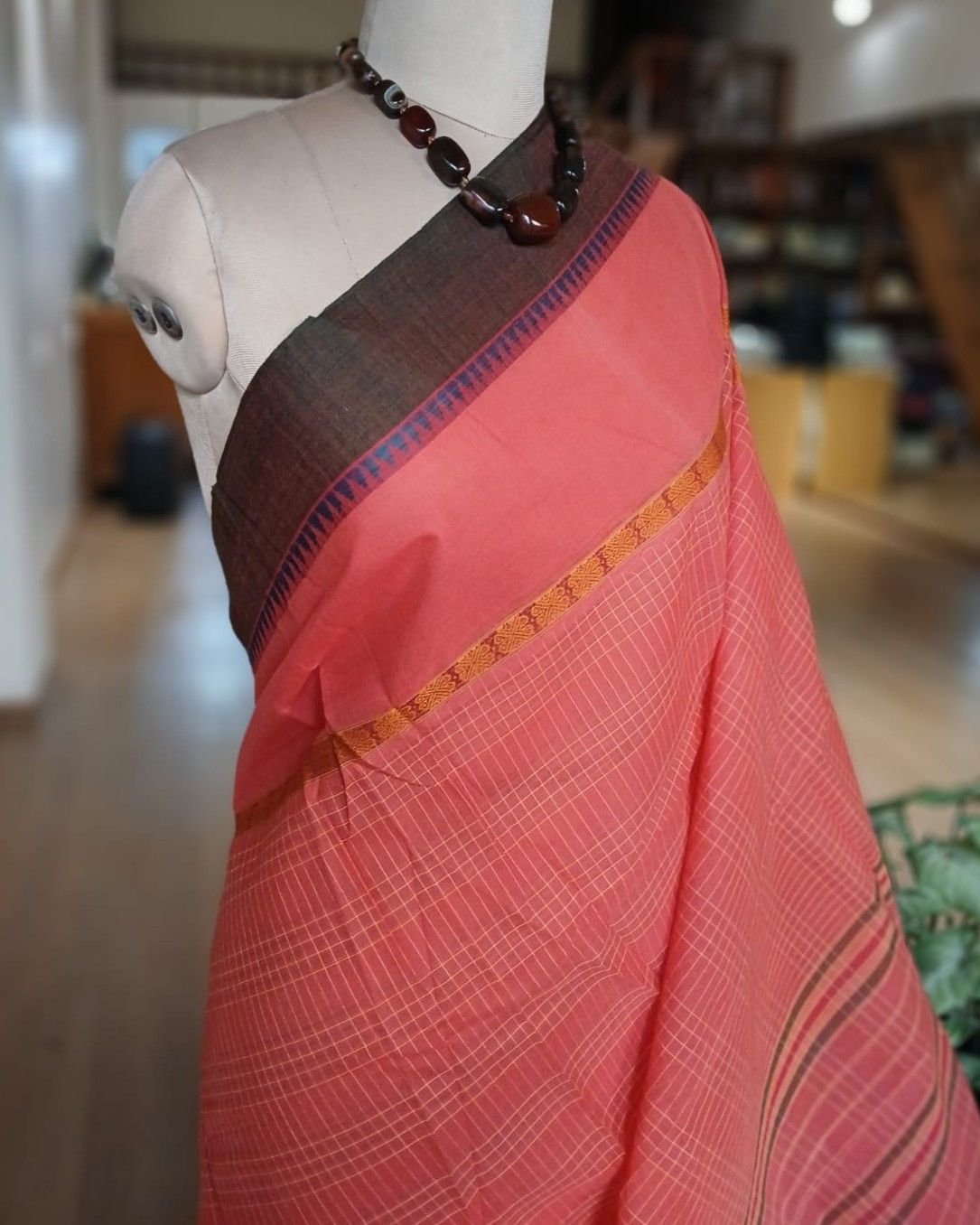 Handloom Cotton Saree from Narayanpet in Telangana – (HCSN0028) - Image 3
