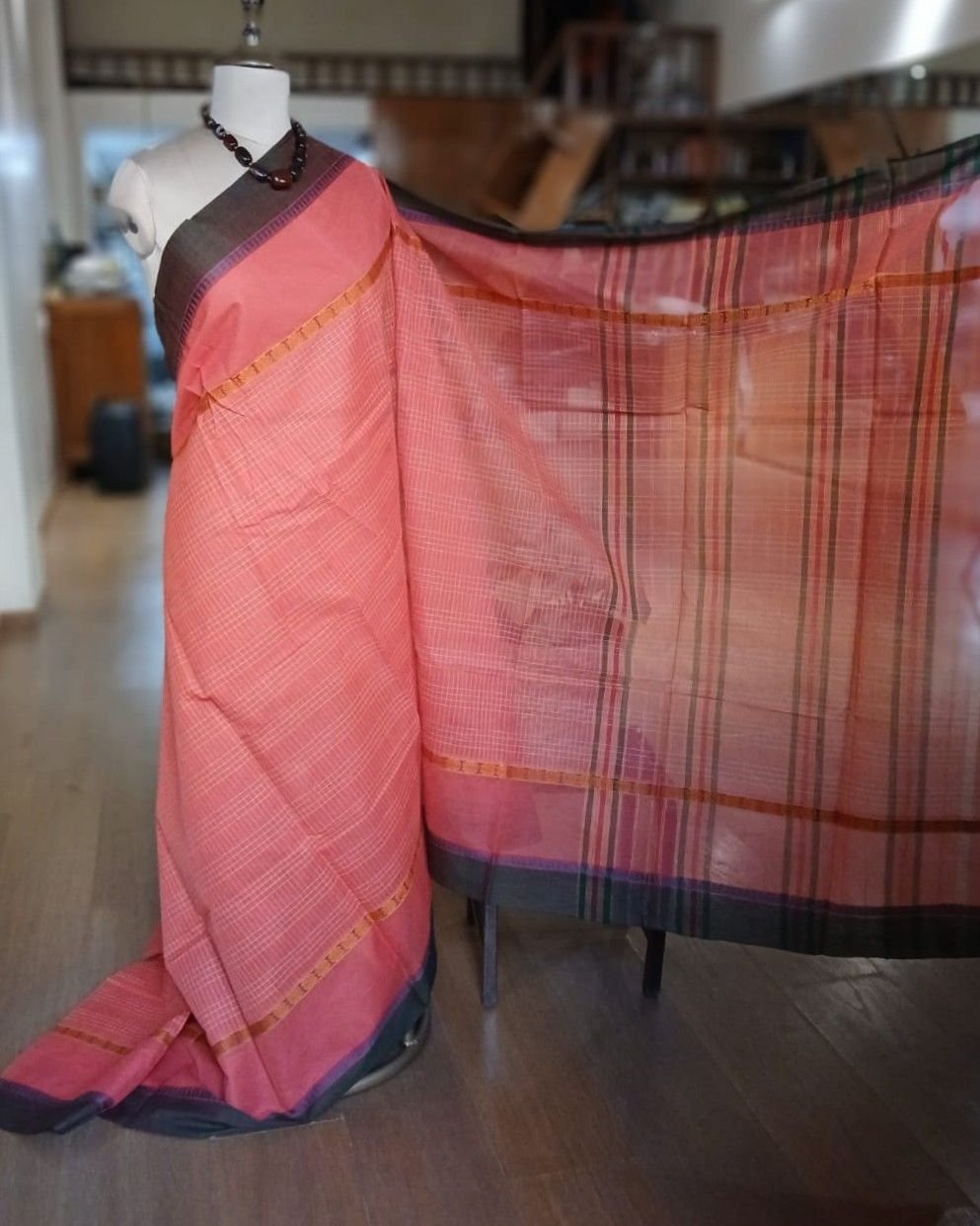 Handloom Cotton Saree from Narayanpet in Telangana – (HCSN0028) - Image 4