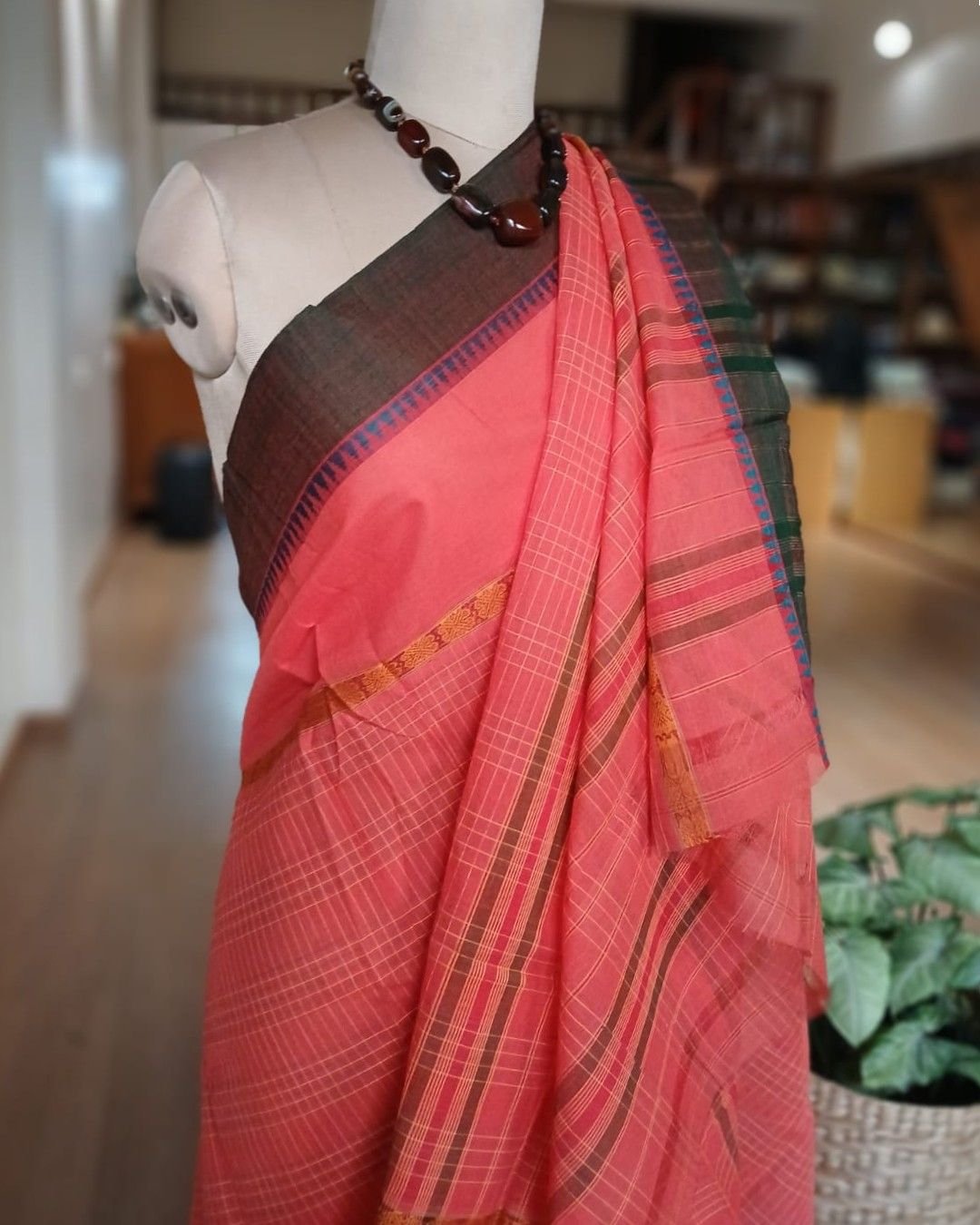 Handloom Cotton Saree from Narayanpet in Telangana – (HCSN0028) - Image 5