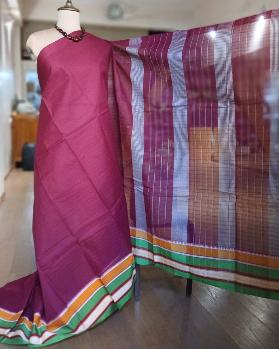 Handloom Cotton Saree from Narayanpet in Telangana – (HCSN0026) - Image 4