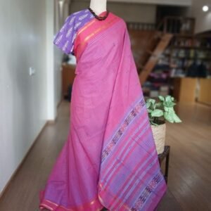 Rajahmundry Cotton Ikat Saree with Zari – (HSCS0018)