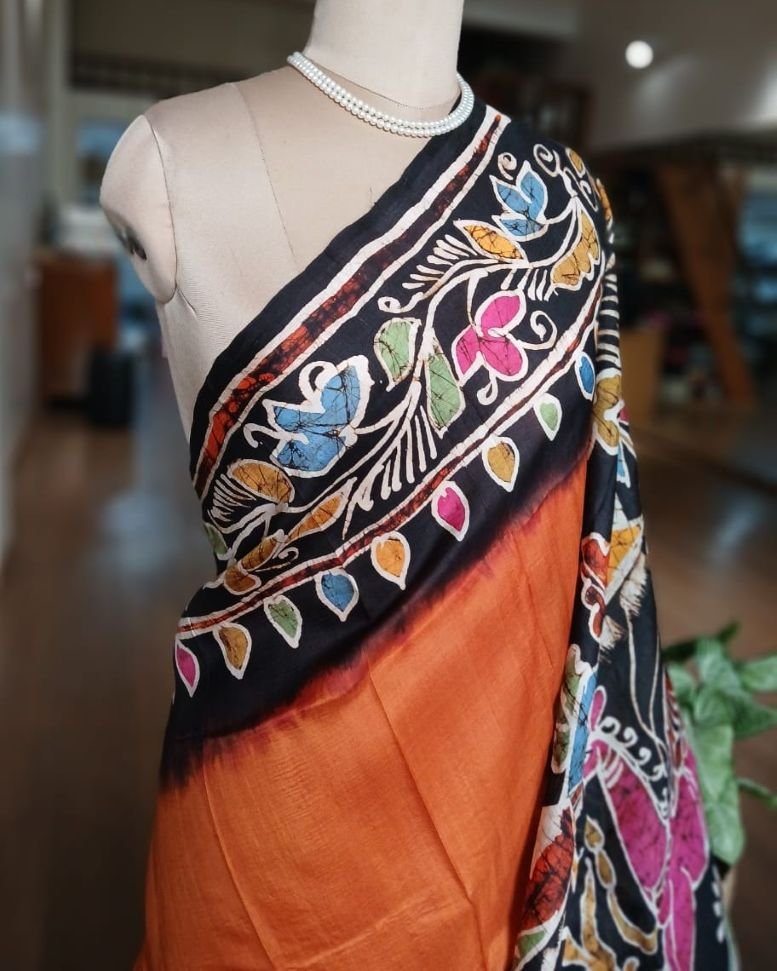 Batik Silk Saree from Murshidabad – (BSSM0038) - Image 2