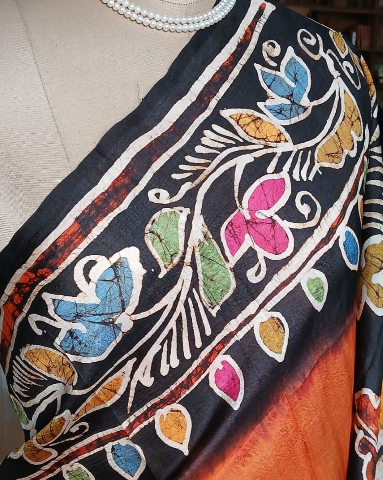 Batik Silk Saree from Murshidabad – (BSSM0038) - Image 3