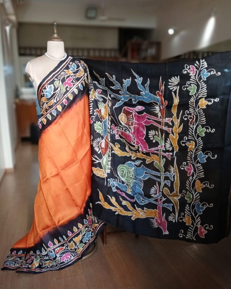 Batik Silk Saree from Murshidabad – (BSSM0038) - Image 4