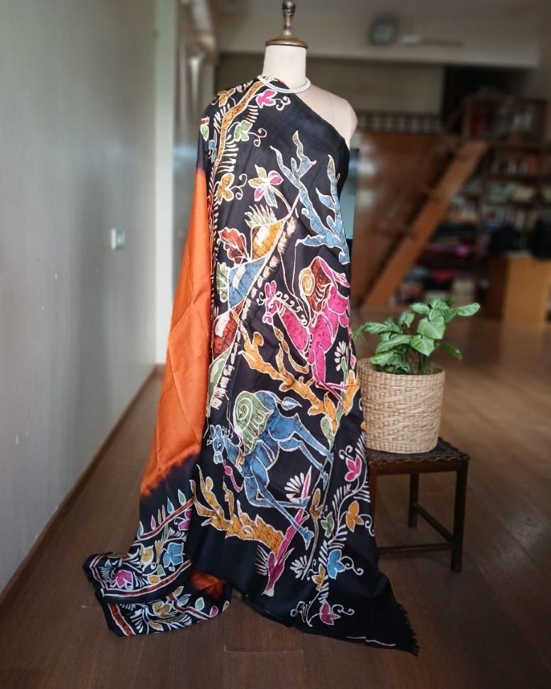 Batik Silk Saree from Murshidabad – (BSSM0038) - Image 6