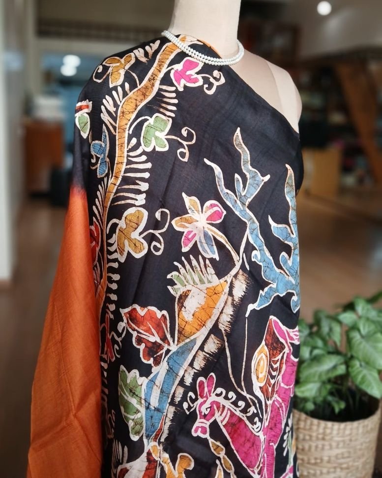 Batik Silk Saree from Murshidabad – (BSSM0038) - Image 7