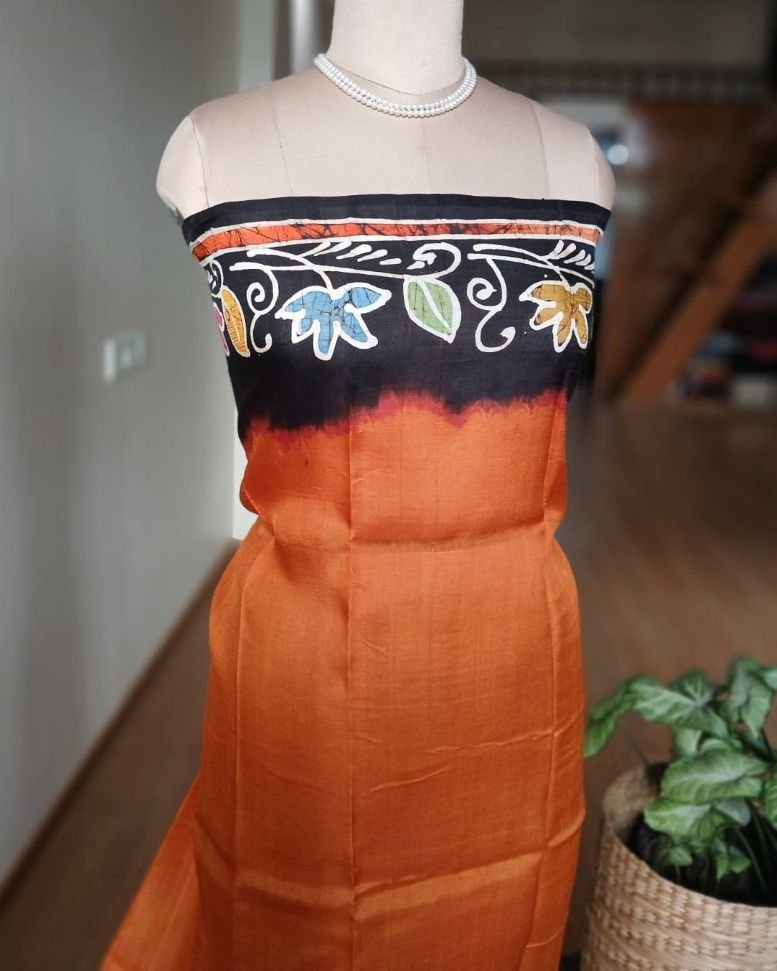 Batik Silk Saree from Murshidabad – (BSSM0038) - Image 8