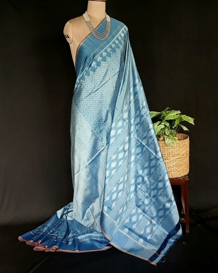 Pure Silk Single Ikat from Telangana in Natural Dyes - (PSSI0001)