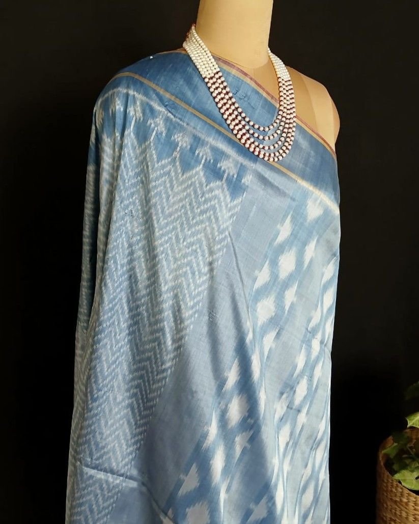 Pure Silk Single Ikat from Telangana in Natural Dyes - (PSSI0001) - Image 10