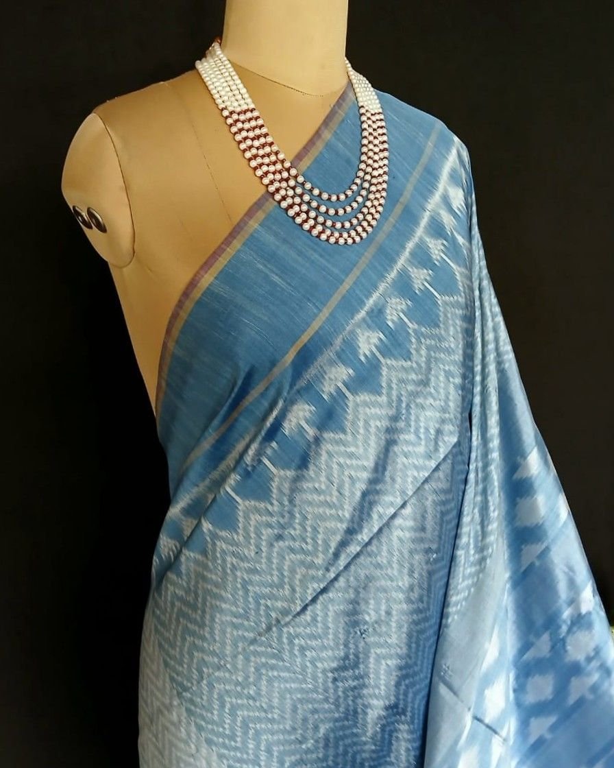 Pure Silk Single Ikat from Telangana in Natural Dyes - (PSSI0001) - Image 2