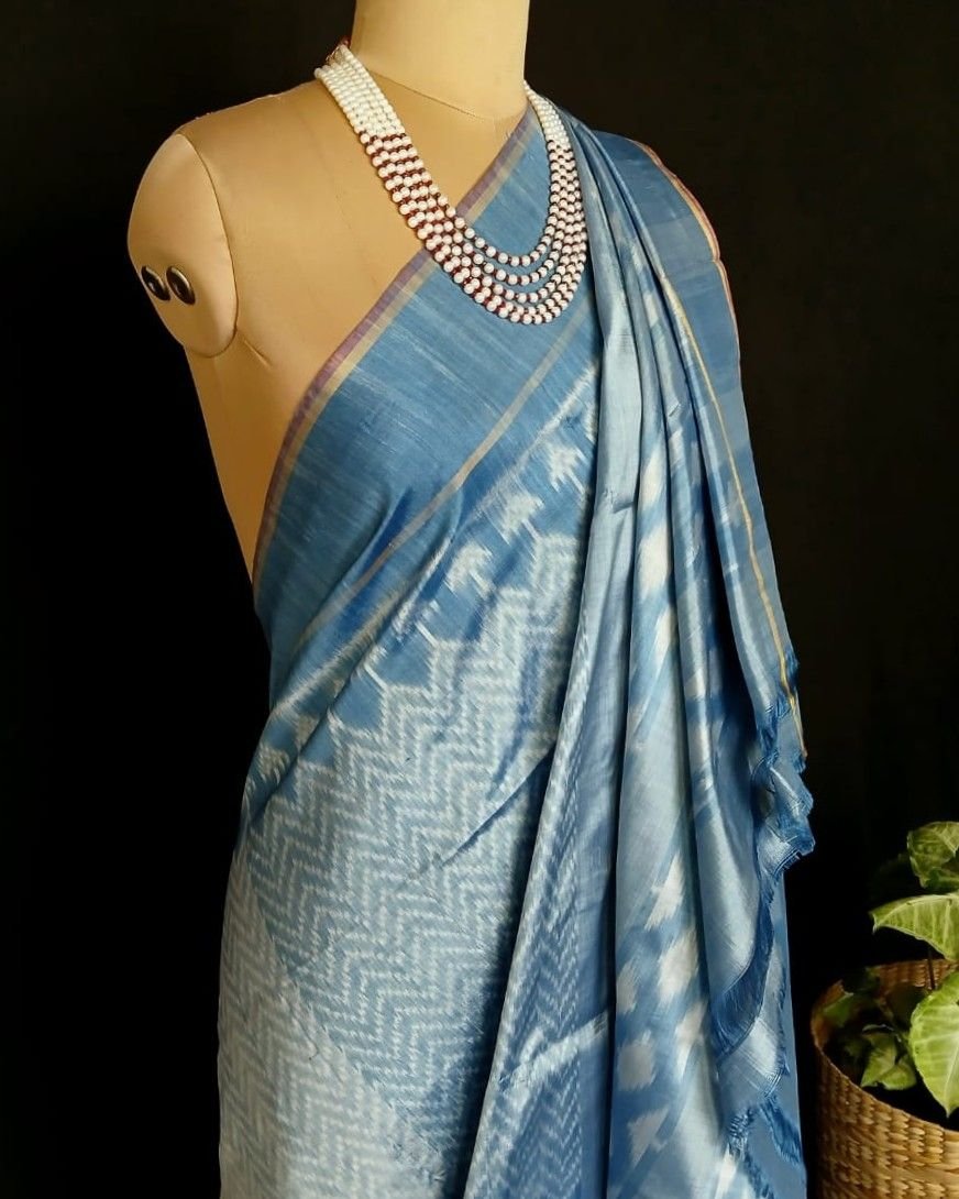 Pure Silk Single Ikat from Telangana in Natural Dyes - (PSSI0001) - Image 6