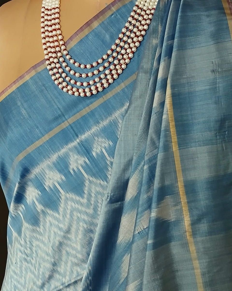 Pure Silk Single Ikat from Telangana in Natural Dyes - (PSSI0001) - Image 7