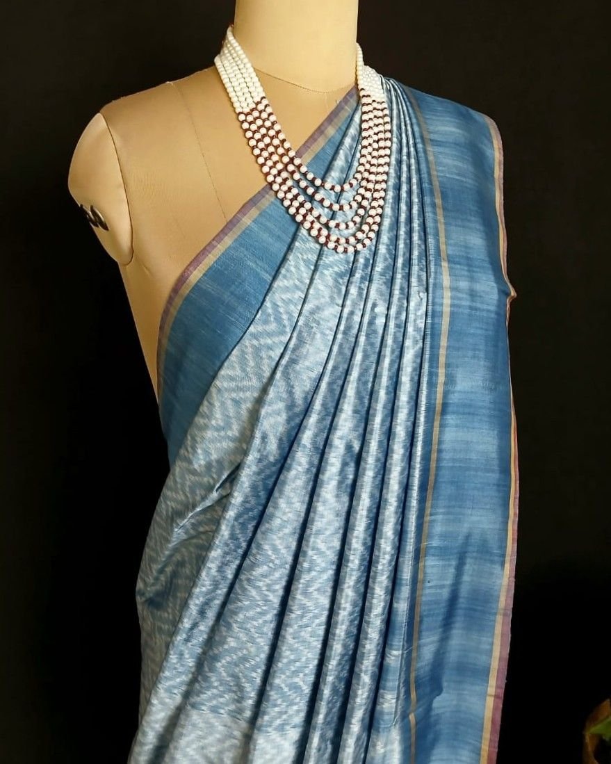 Pure Silk Single Ikat from Telangana in Natural Dyes - (PSSI0001) - Image 8