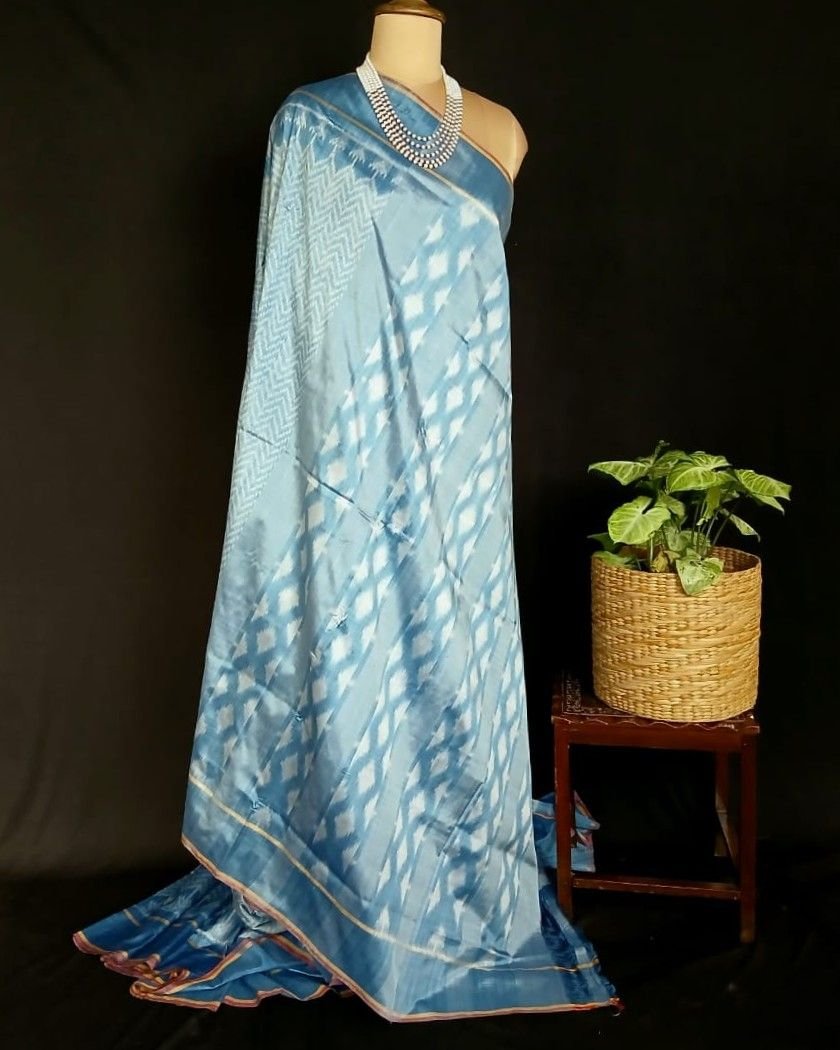 Pure Silk Single Ikat from Telangana in Natural Dyes - (PSSI0001) - Image 9