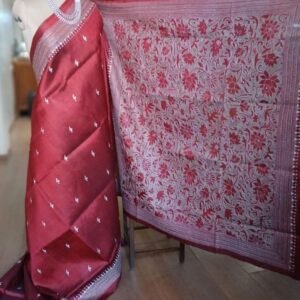 Santiniketan Kantha Saree in pure Bisnupuri Silk – (SNBK1058)