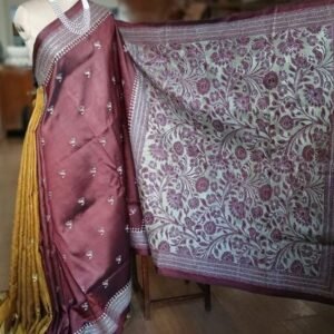 Santiniketan Kantha Saree in pure Bisnupuri Silk – (SNBK1063)