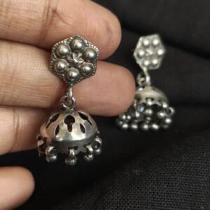 Silver jhumkas handmade in Jaipur - (STDS0012)