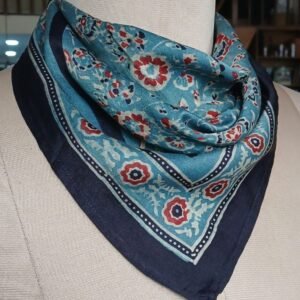 Small Size Square Scarf in Ajrakh Natural Dyes - (SSAS0004)