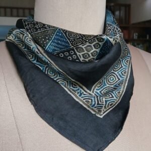 Small Size Square Scarf in Ajrakh Natural Dyes - (SSAS0005)
