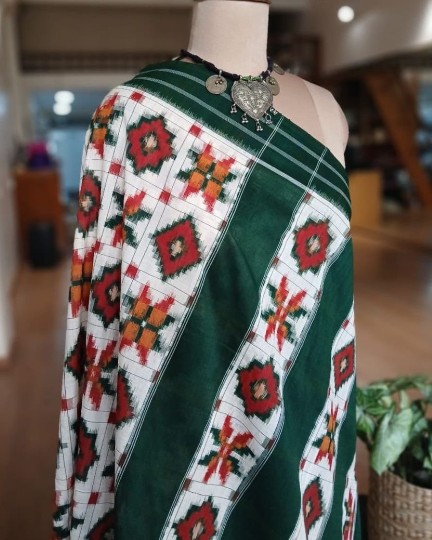 Double Ikat Cotton Handweave Saree (KDCT0006) - Image 13