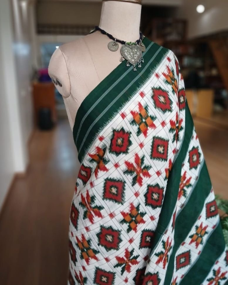 Double Ikat Cotton Handweave Saree (KDCT0006) - Image 3