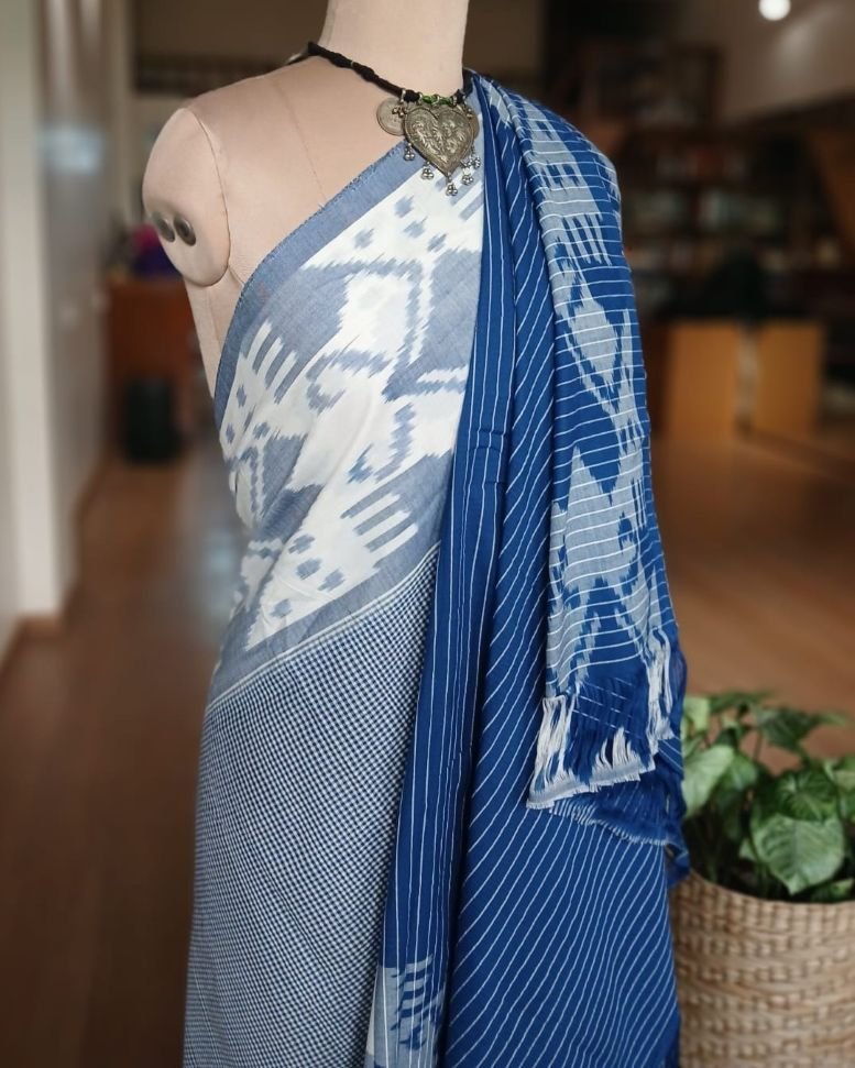 Double Ikat Cotton Handweave Saree (KDCT0005) - Image 10