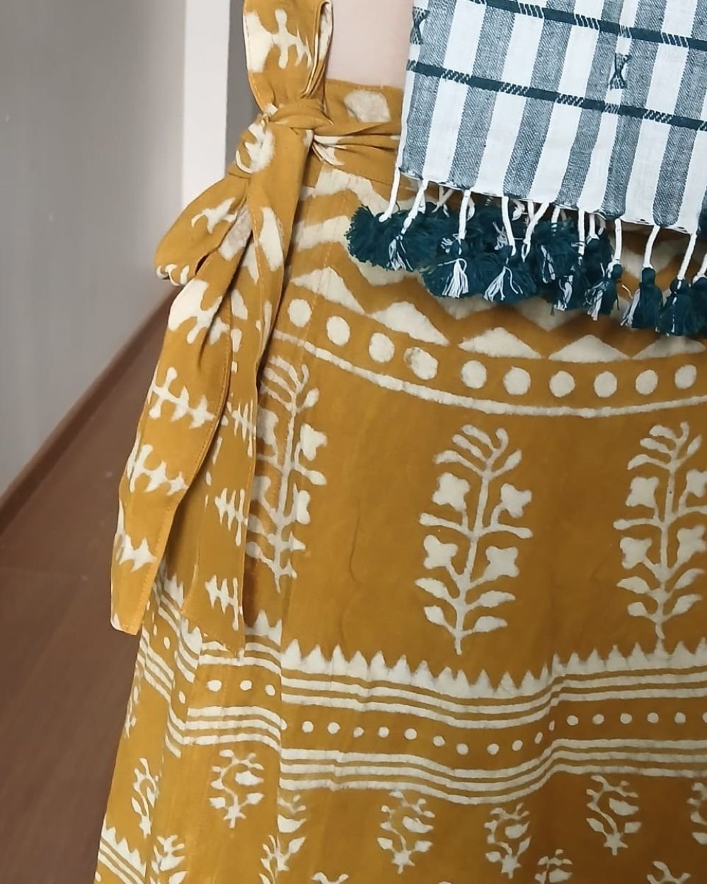 Pure Cotton Wraparound Skirt from Jodhpur – (PCWS0004) – Yellow - Image 2