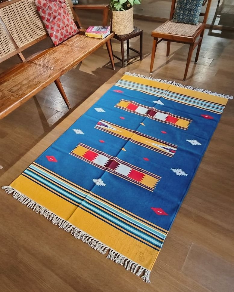 Handwoven Dhurrie from Warangal (6 x 4 ft) – (HDFW1103) - Image 2