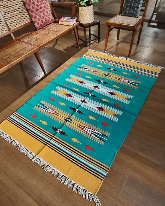 Handwoven Dhurrie from Warangal (6 x 4 ft) – (HDFW1111) - Image 2