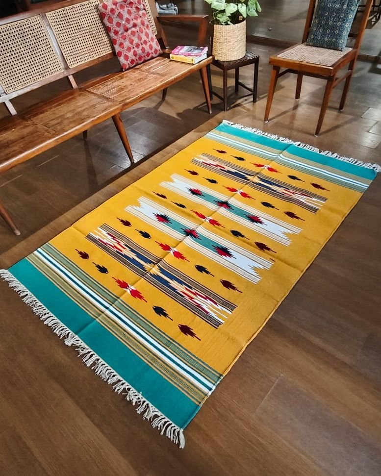 Handwoven Dhurrie from Warangal (6 x 4 ft) – (HDFW1110) - Image 2