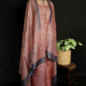 Two-Piece Salwar Sets in Pure Tussar Silk with Natural Dyes Ajrakh – (TPSS1001)