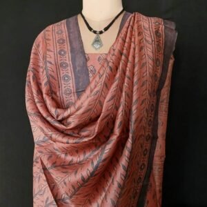 Two-Piece Salwar Sets in Pure Tussar Silk with Natural Dyes Ajrakh – (TPSS1001)